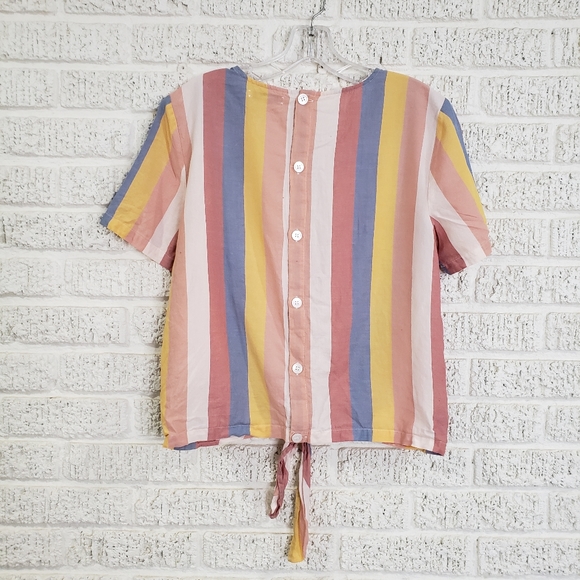Madewell Button-Back Tie Tee in Sherbet Stripe - Picture 4 of 7